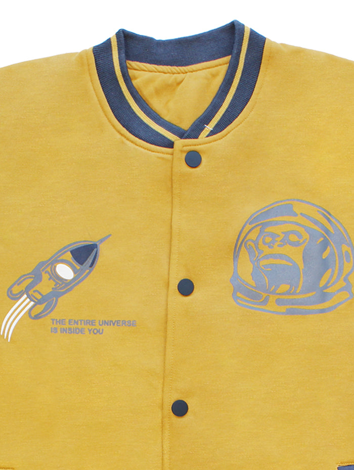 Yellow & Blue Varsity Jacket| Unisex Winter Wear | Button Lock | The perfect choice for a smart casual look