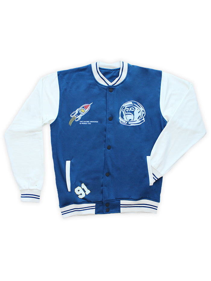 Blue & White Varsity Jacket | Unisex Winter Wear | Button Lock | The perfect choice for a smart casual look