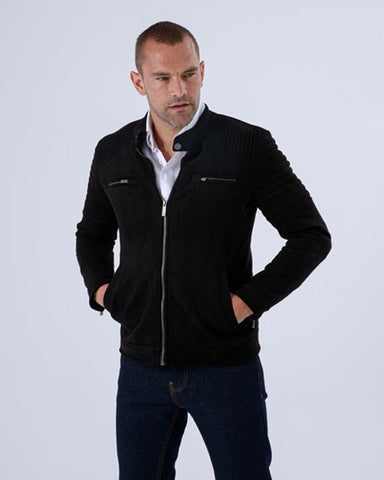 Men's Winter Jacket In Black | Full Sleeves & Band Collar For Extra Warmth | Front Zip Open, The Perfect Choice For Winters