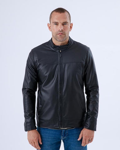 Men's Leather Black Jacket | The Perfect Winter Wear For Men | Long Sleeves & Band Collar For Extra Warmth