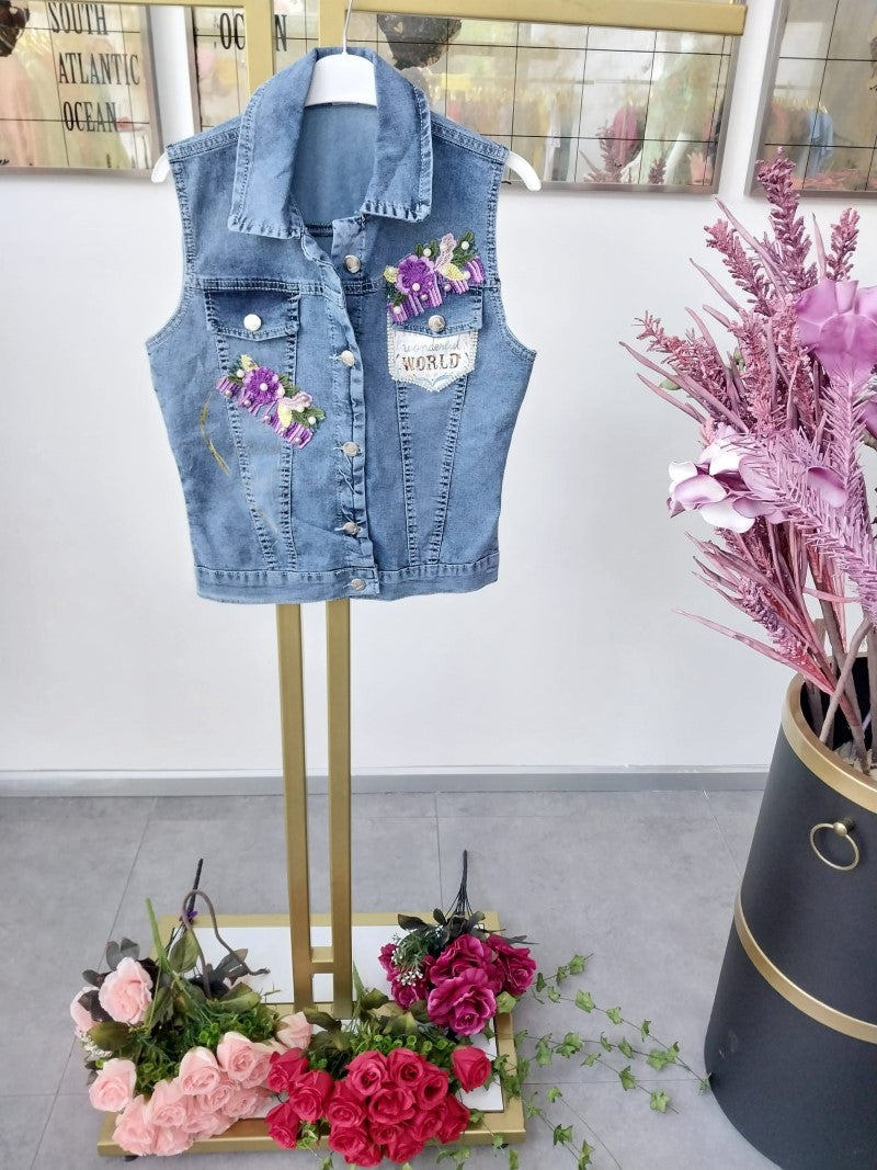 Designer Half Sleeves Denim Jacket D10