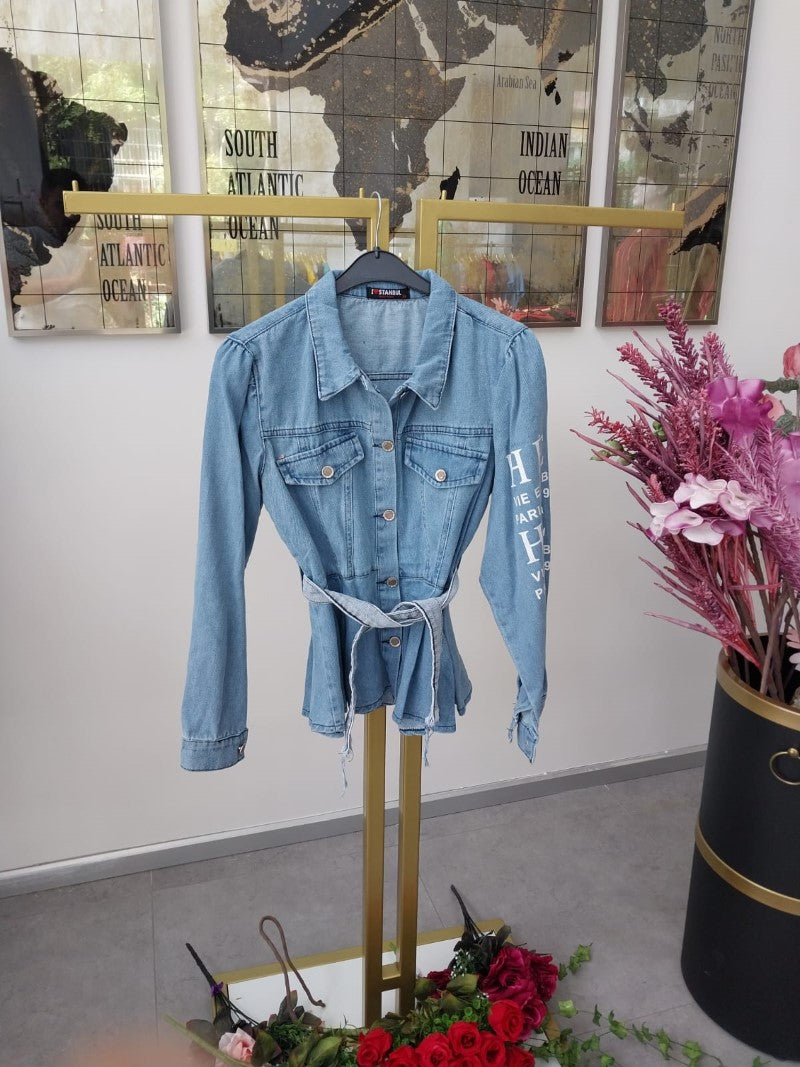 Designer Denim Jacket with Belt D2