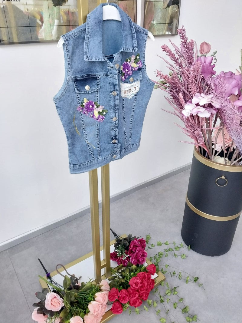 Designer Half Sleeves Denim Jacket D10