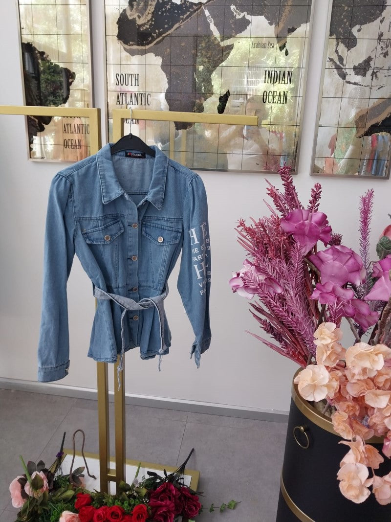 Designer Denim Jacket with Belt D2