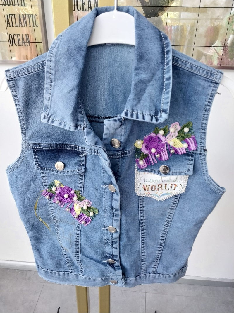 Designer Half Sleeves Denim Jacket D10