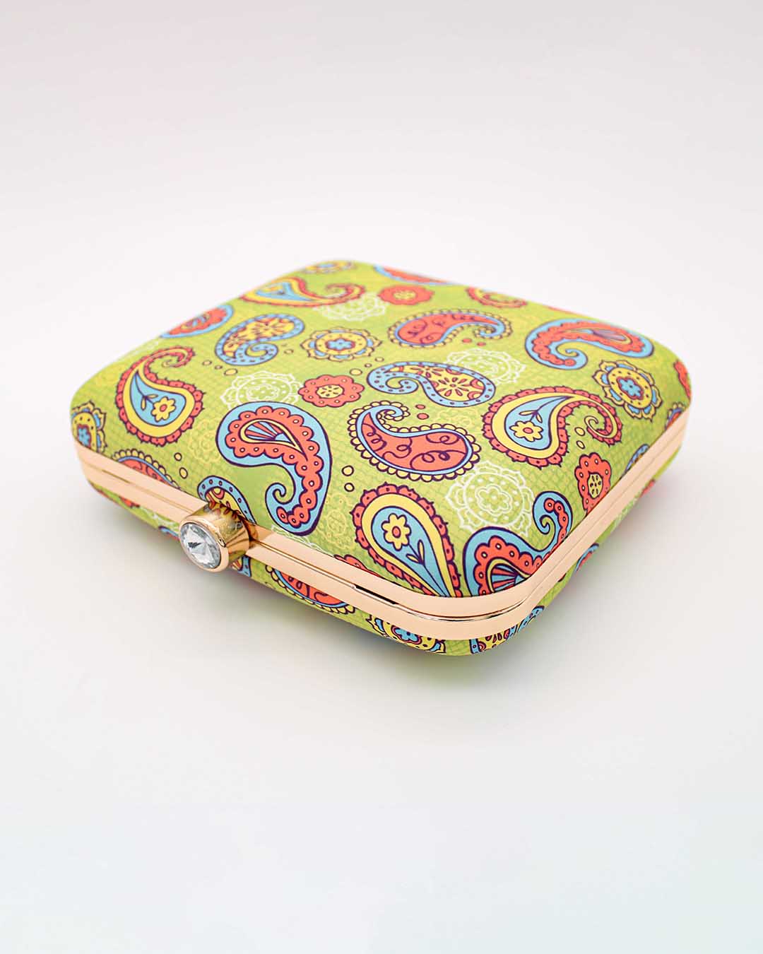 Yellow classic designer clutch | Filled with detailed prints | A trendy look for every woman