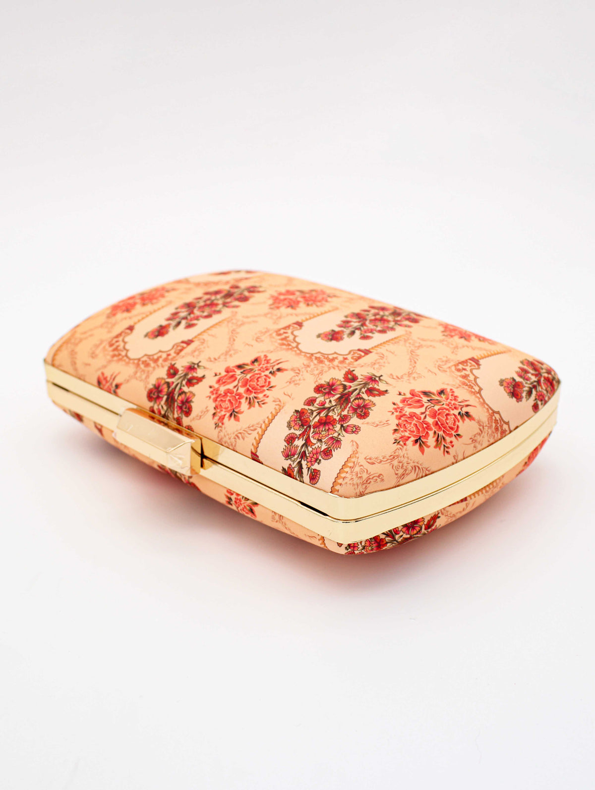 Peach, Cream & Pastel Multi Faux Silk Floral Embroidered Clutch | The Perfect Trendy Bag For Fashionable Women