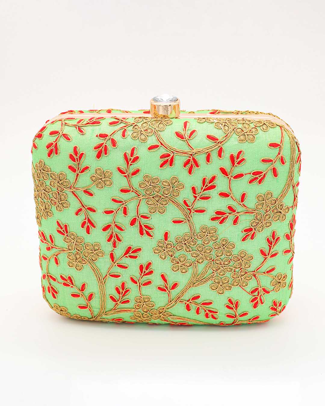 Green & Khaki Color Hand Clutch | Clutches To Make You Stand Out | Shop For Trendy Bags