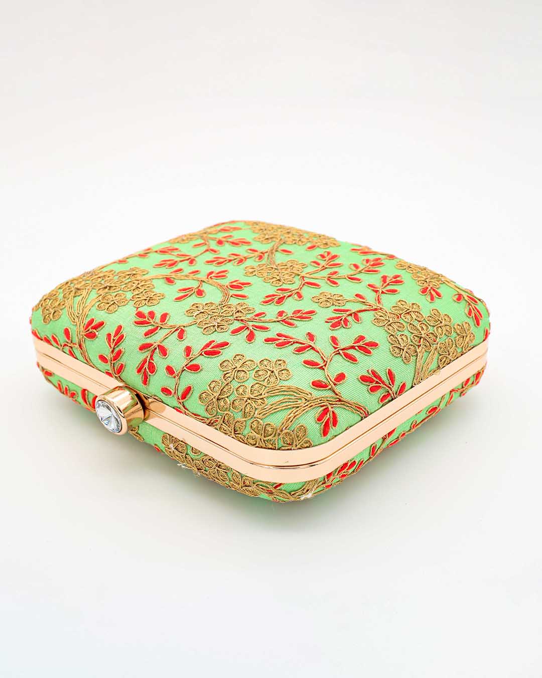 Green & Khaki Color Hand Clutch | Clutches To Make You Stand Out | Shop For Trendy Bags