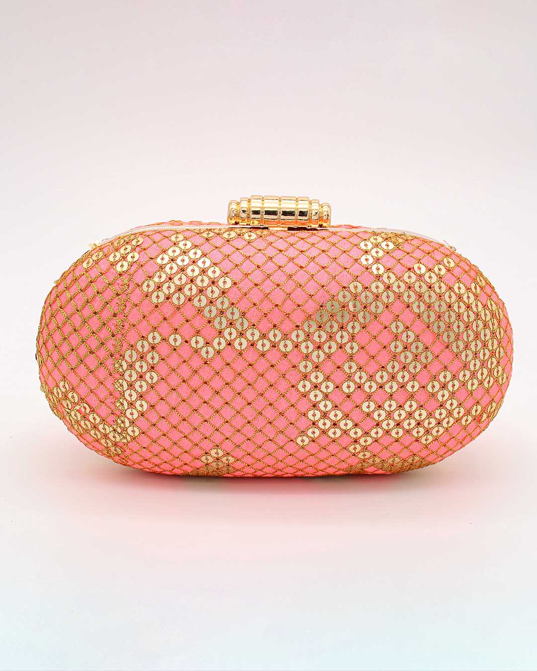 Pink & Golden Clutch For Night Parties |  Clutches To Make You Stand Out | Shop For Trendy Bags