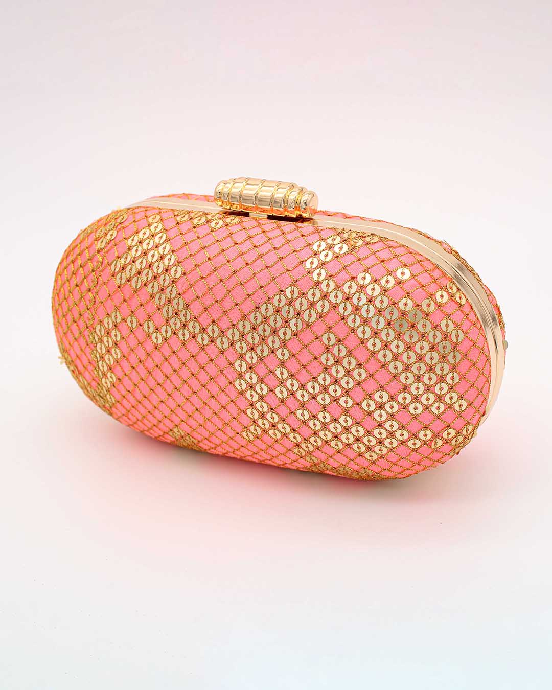 Pink & Golden Clutch For Night Parties |  Clutches To Make You Stand Out | Shop For Trendy Bags