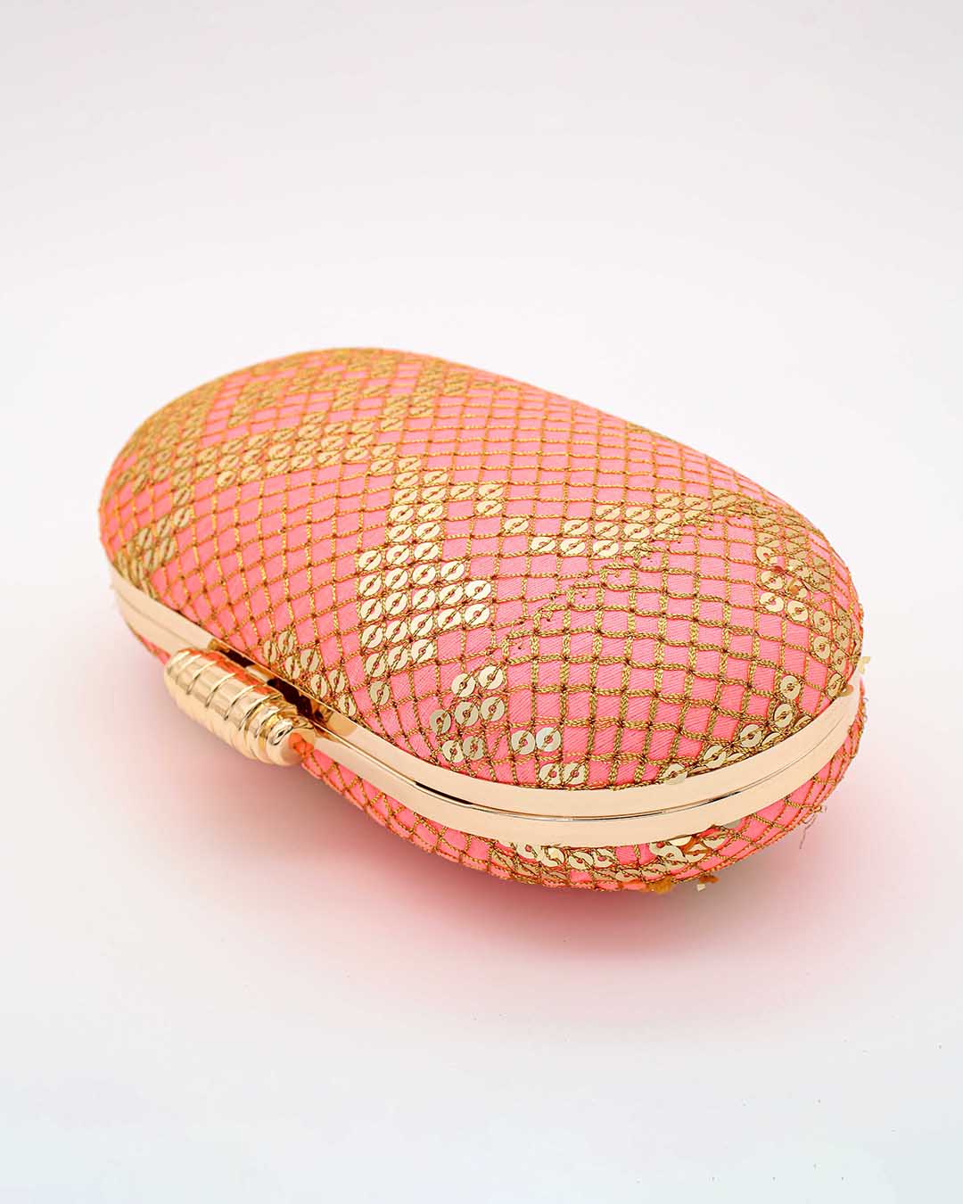 Pink & Golden Clutch For Night Parties |  Clutches To Make You Stand Out | Shop For Trendy Bags