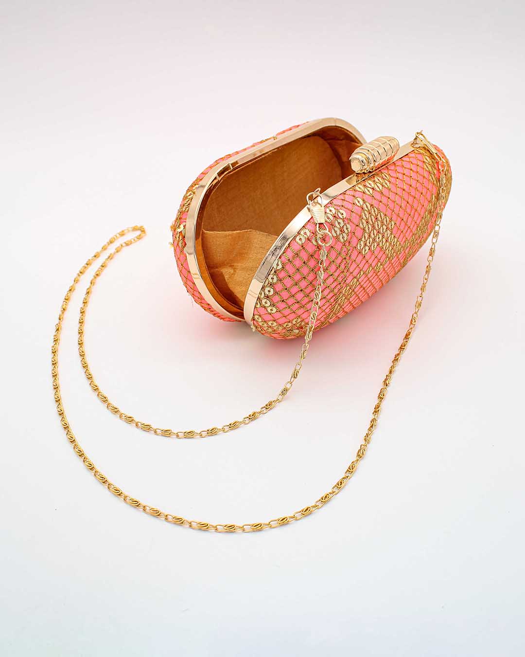 Pink & Golden Clutch For Night Parties |  Clutches To Make You Stand Out | Shop For Trendy Bags