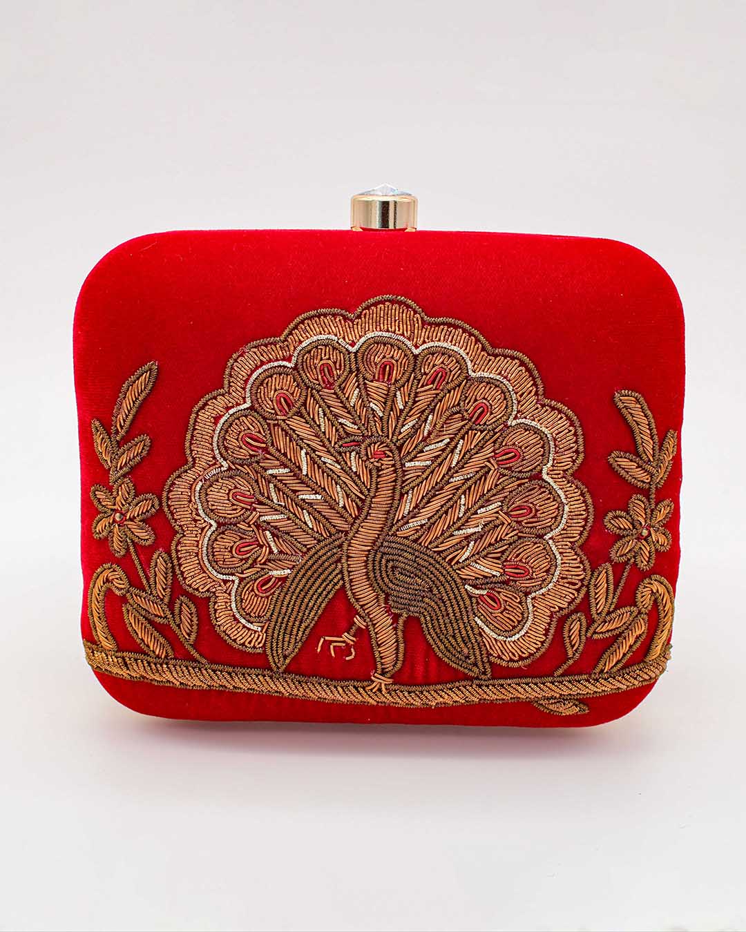 Red & Golden Traditional Printed Clutch Bag | Clutches To Make You Stand Out | Shop For Trendy Bags