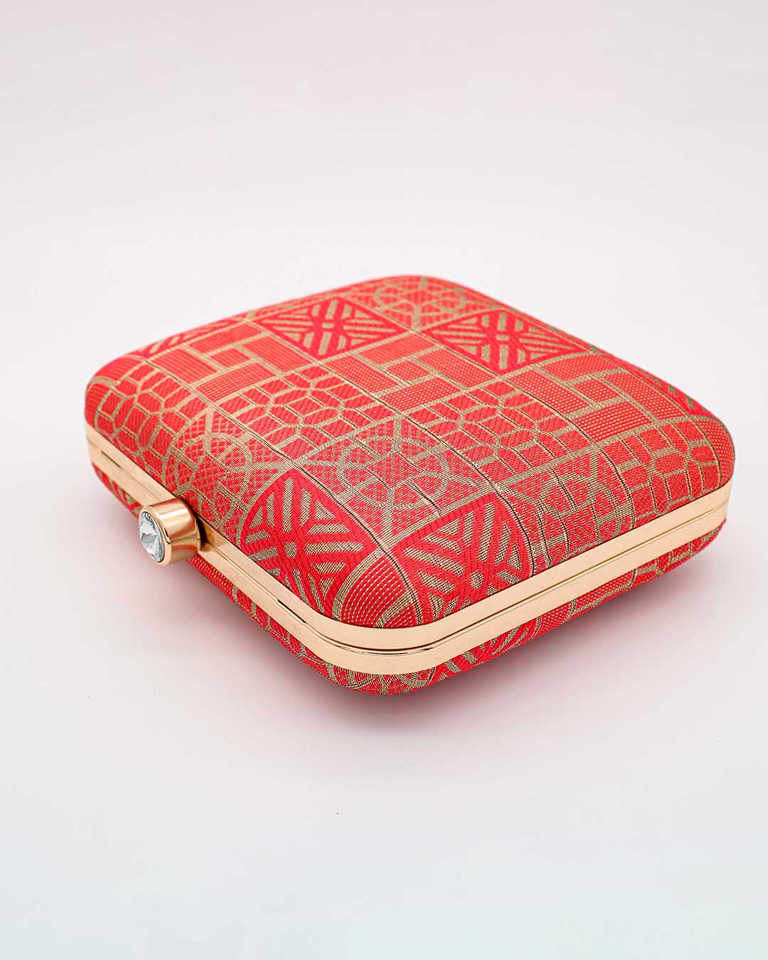 Pink & Golden Traditional Printed Clutch Bag | Clutches To Make You Stand Out | Shop For Trendy Bags