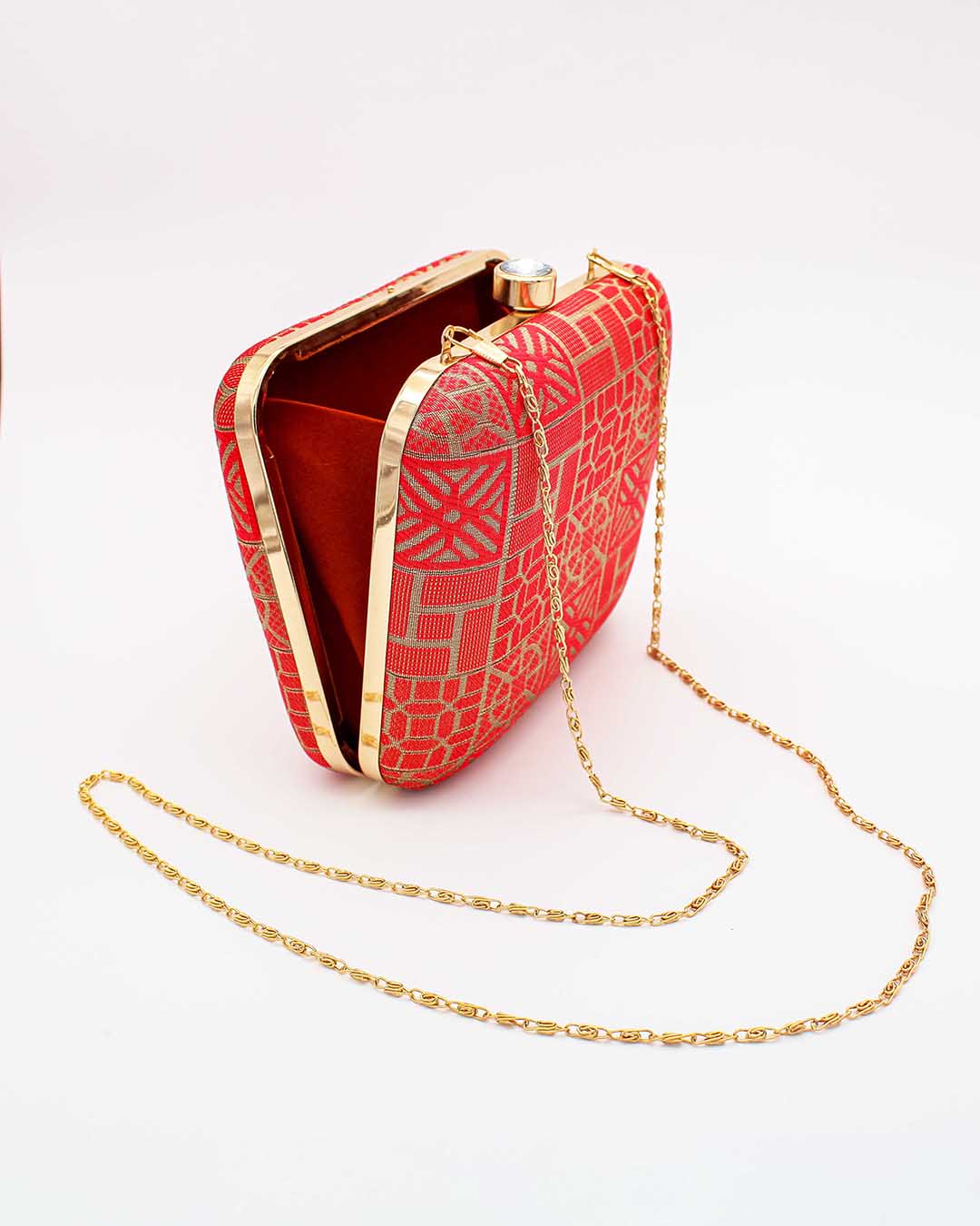 Pink & Golden Traditional Printed Clutch Bag | Clutches To Make You Stand Out | Shop For Trendy Bags