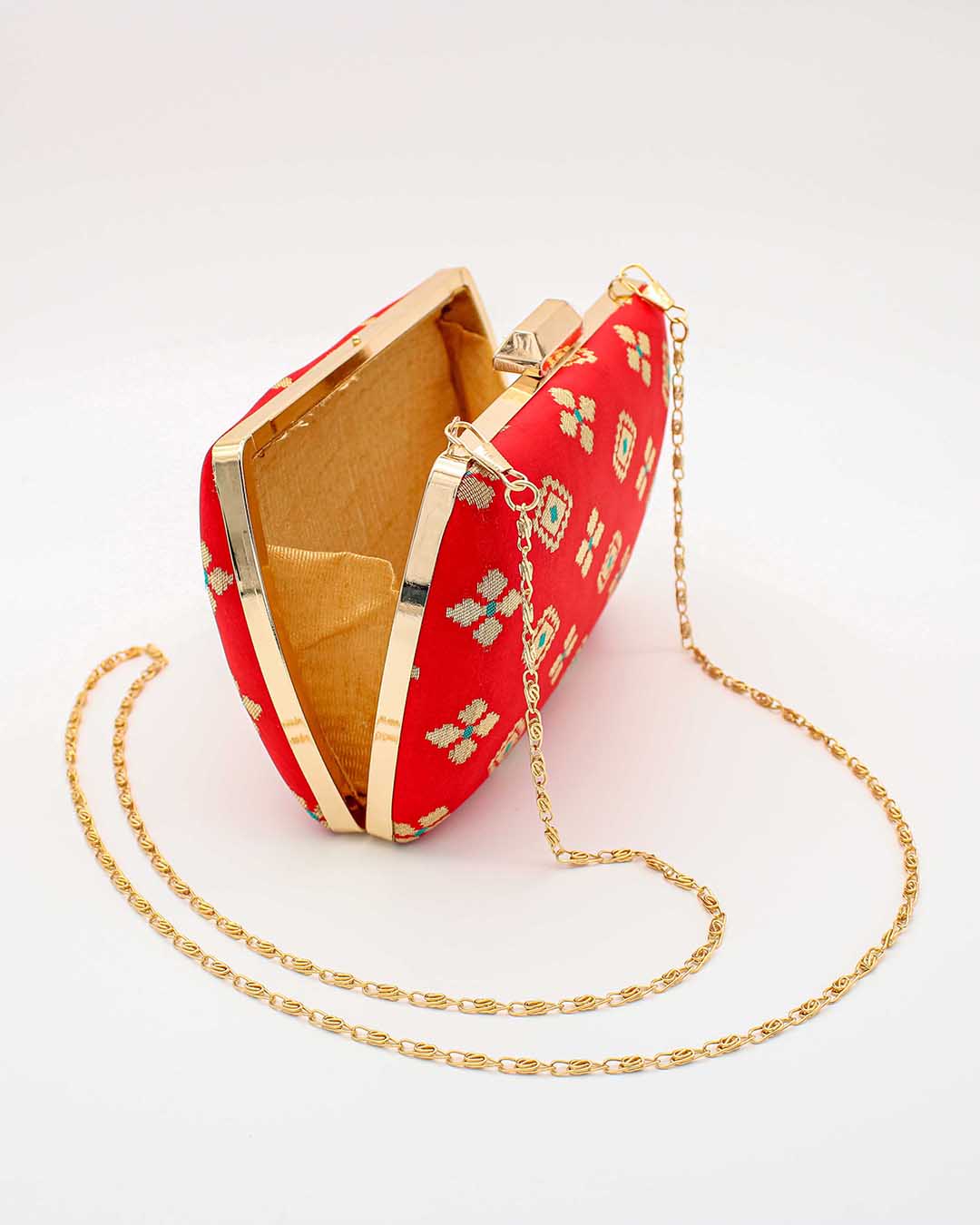 Red & Golden Printed Clutch Bag | Clutches To Make You Stand Out | Shop For Trendy Bags