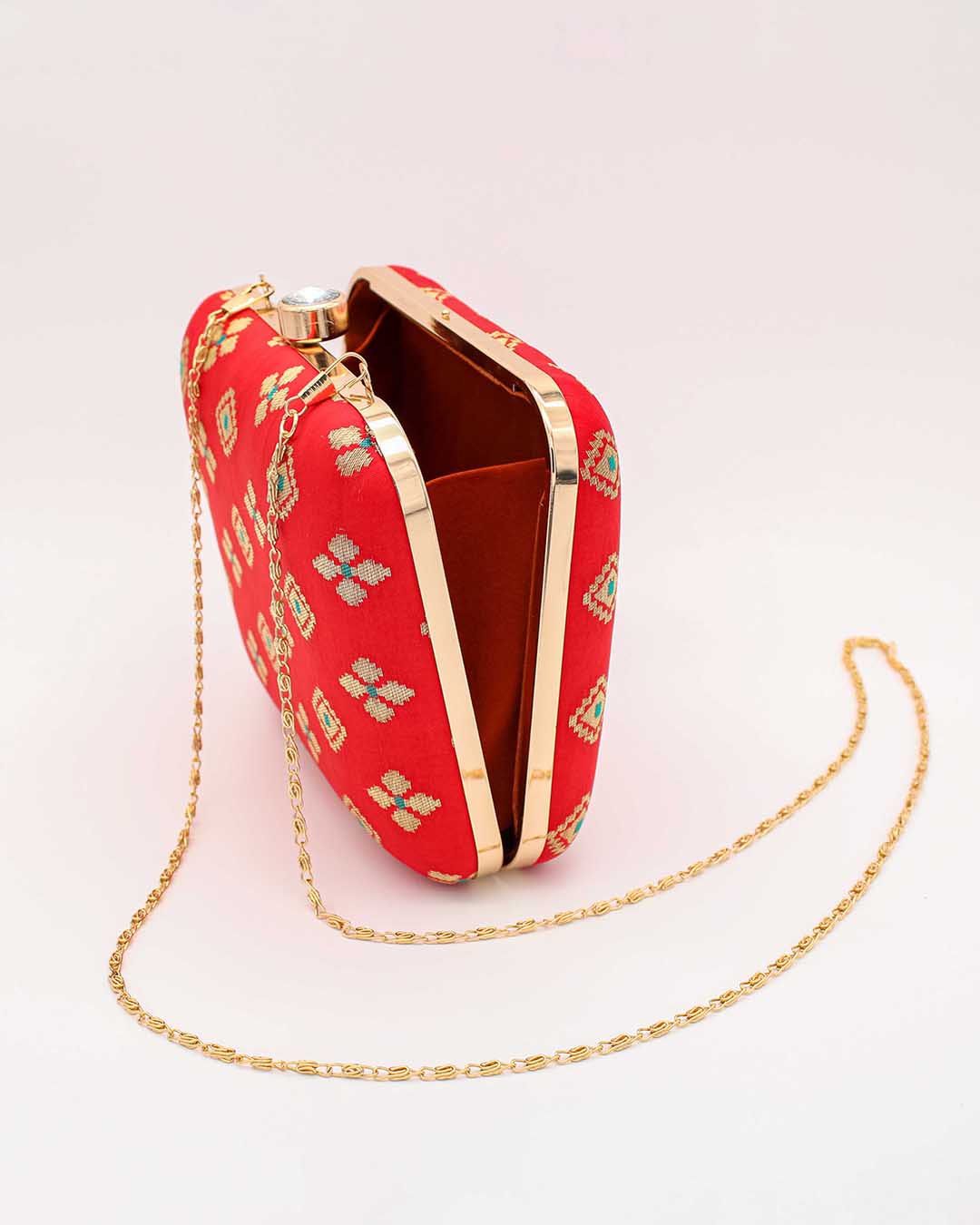 Red & Golden Printed Clutch Bag | Clutches To Make You Stand Out | Shop For Trendy Bags