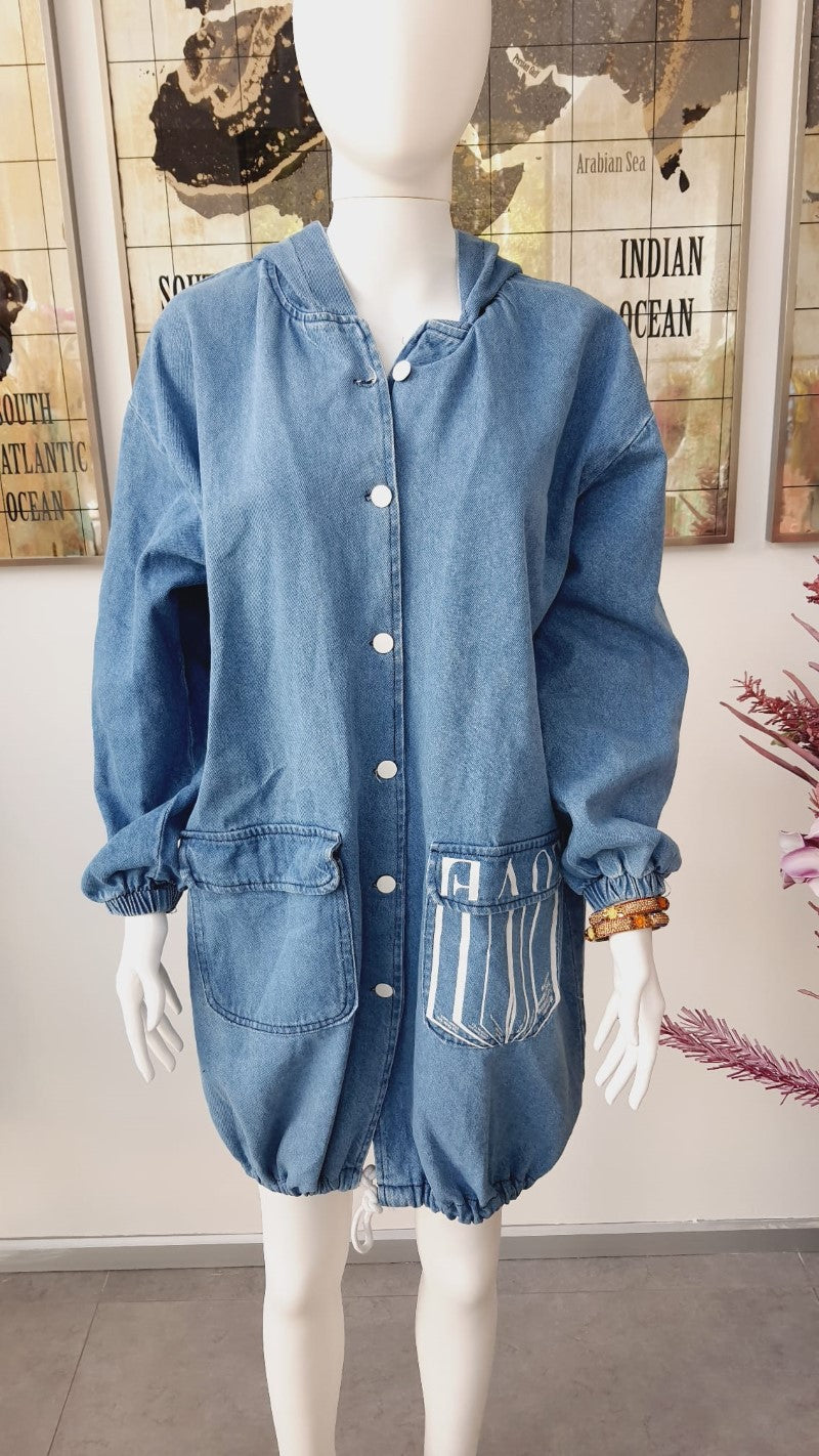 Designer Long Denim Jacket D14