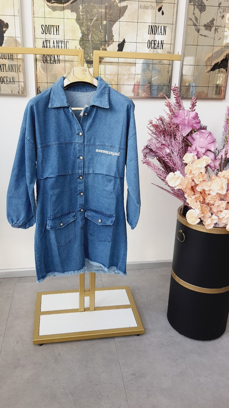 Designer Long Denim Jacket D15