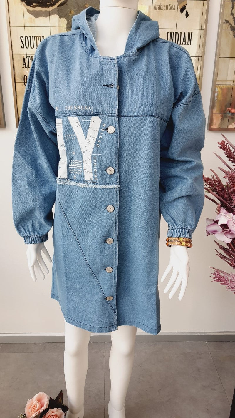 Designer Long Denim Jacket Hoodies style D16