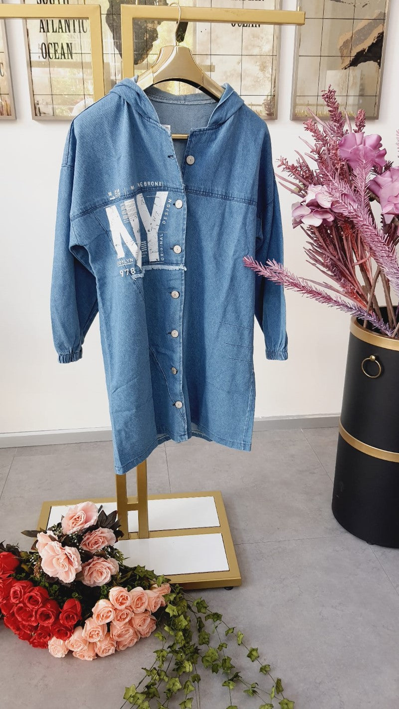 Designer Long Denim Jacket Hoodies style D16