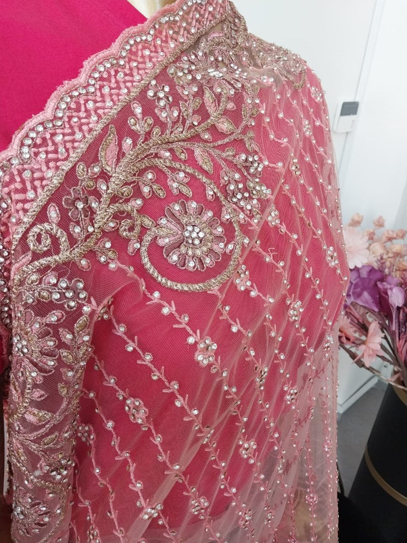 Indian Embroidered Light Pink Saree