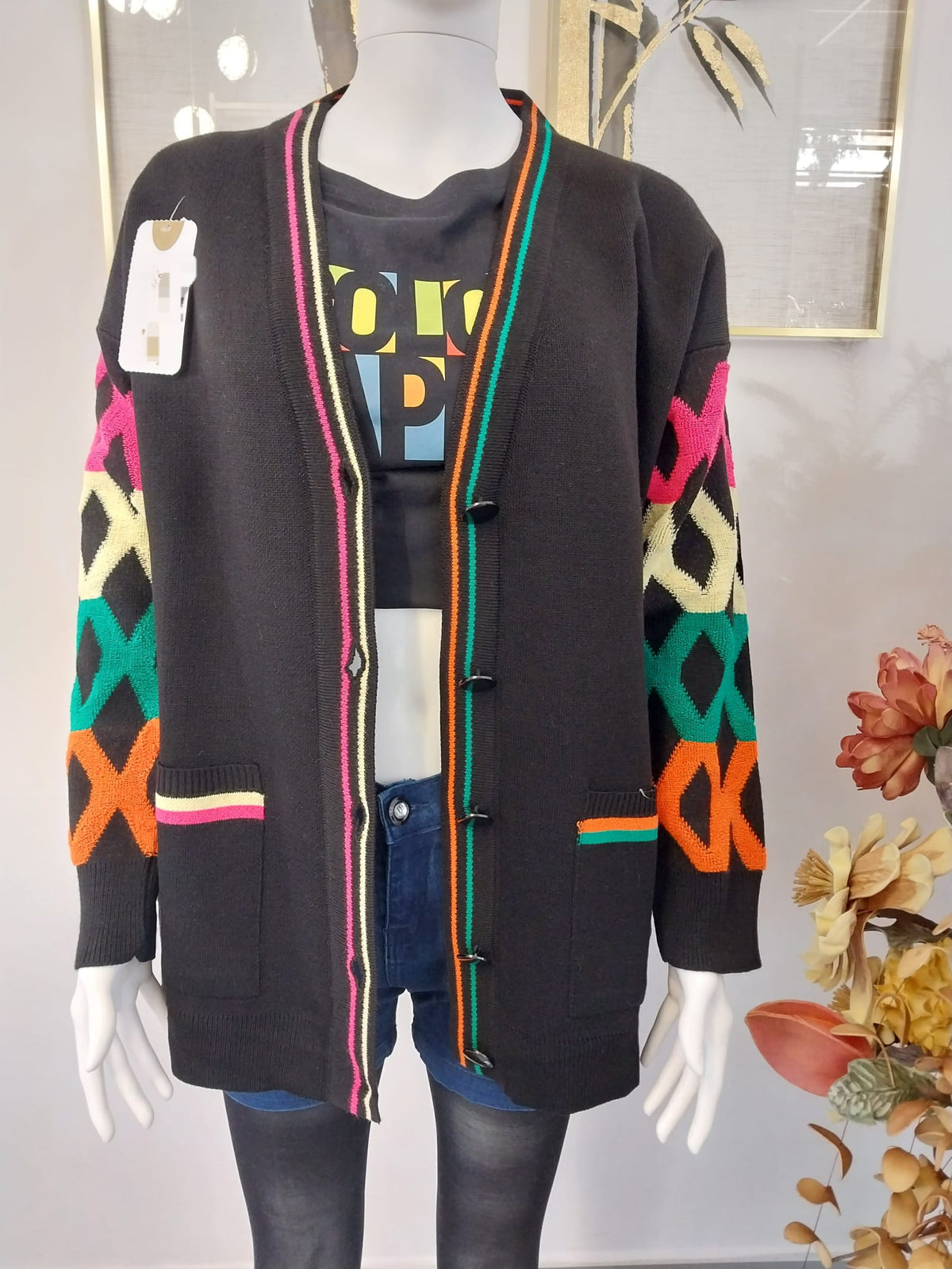 Colorful, Long Sleeved Cardigan | The perfect winter wear for women | Long Hem & Knitted Cardigan